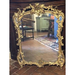 Louis XV Mirror In Carved And Gilded Wood - 18th Century 