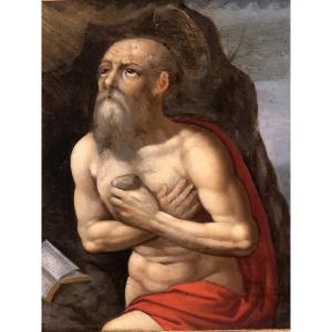Saint Jerome, Oil On Copper, 17th Century