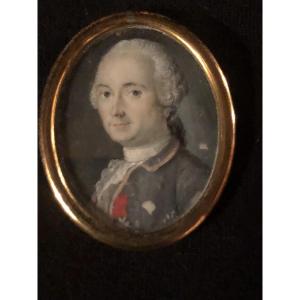 French School, 18th Century: Miniature Bust Portrait Of A Gentleman