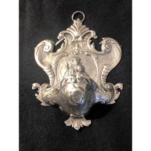 Small Solid Silver Holy Water Font, Late 19th Century
