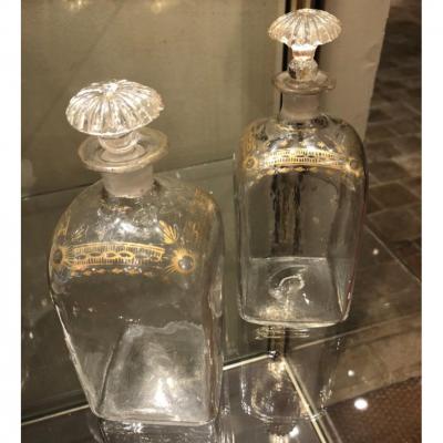 Pair Of Blown Glass Flasks 18 Eme Century