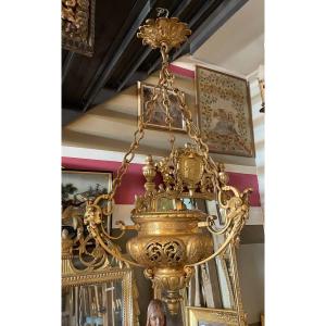 Vestibule Lantern Chandelier In Gilt Bronze Napoleon III Nineteenth Time