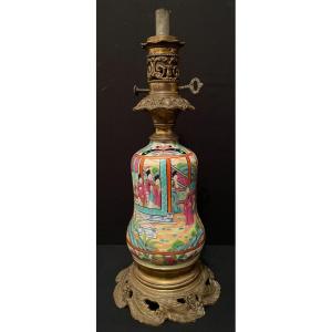 Bayeux Porcelain Oil Lamp Nineteenth Century Chinese Decor