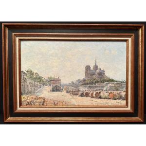 Painting The Quais Of Seine  And Chevet Of Notre-dame De Paris By émile-louis Méret 1901