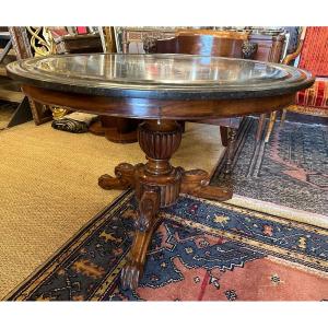 Pedestal Restoration Central Foot Marble Top With Groove 101 Cm Nineteenth Century