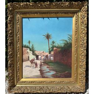 Orientalist Painting The Oasis By Lucien Lapeyre