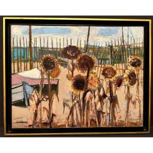Painting Sunflowers By Michel Henry