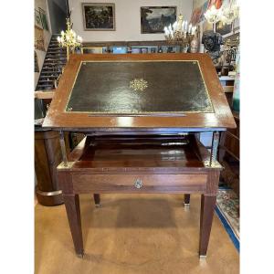 Architect's Table Called A La Tronchin In Mahogany, 19th Century Restoration Period