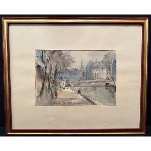 Georges Rouault Watercolor Fisherman On The Quays Of The Seine In Paris 