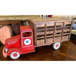 Joujoulac Large Toy Livestock Truck By Monart In La Croix-saint-ouen Circa 1950
