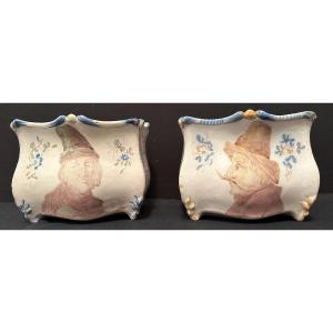 Pierre- Adrien Dalpayrat In Bourg-la- Reine Pair Of Earthenware Planters