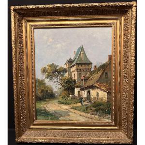 Painting The Château De Menoncourt By Gustave Mascart XIXth Century