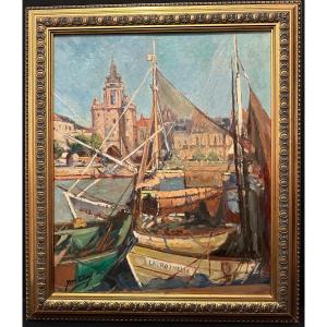 Painting Port Of La Rochelle The Big Clock By Yves Diey