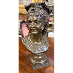 Bronze Bust Of A Young Neapolitan Woman In The Style Of Carpeaux, Late 19th Century