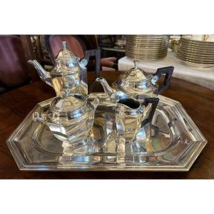 Aristide Colotte In Nancy Rare Art Deco Silver Plated Coffee And Tea Set