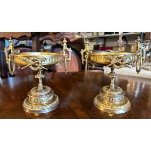 Pair Of Gilt Bronze Cups Napoleon III Period 19th Century