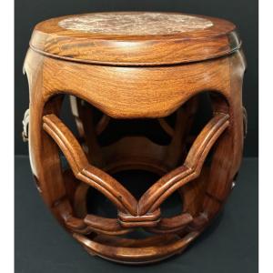 China Hongmu Wood Barrel Stool Qing Dynasty Late 19th Century