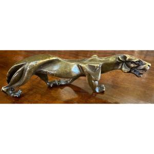 Small Bronze Art Deco Panther Sculpture