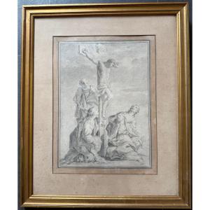 Christ On The Cross Drawing, Italian School, 18th Century
