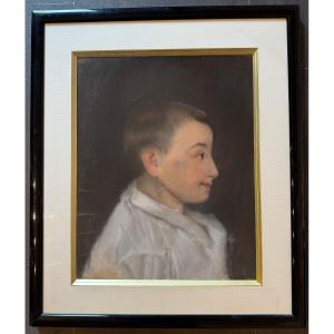 Pastel Young Boy In A White Shirt By Duplais 1859