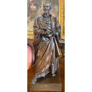 Important Bronze Sculpture Of Rabelais By Henry Dumaige émile Colin Founder 19th Century