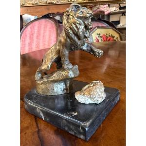 Bronze Sculpture Of A Peugeot Lion Killing A Snake By Maurice Marx