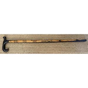 Captain's Cane In Guaiac Wood, 19th Century Port Work
