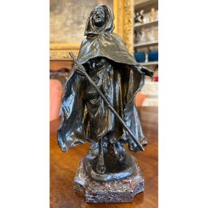 Orientalist Bronze Sculpture The Blind Arab By Théodore Rivière Colin Founder C1890