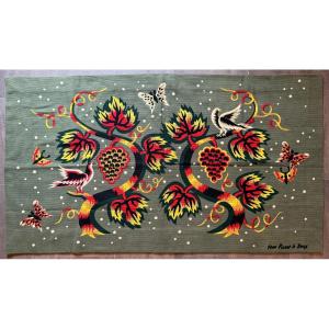 Jean Picart Le Doux Hand-printed Wool Tapestry La Treille Robert Four Publisher C1950