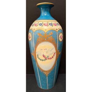 Large Vase With Doves In The Style Of Sèvres Porcelaines d'Art Limoges