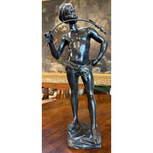 Orientalist Bronze Sculpture, The Snake Charmer, By Adolphe Lavergne, Late 19th Century