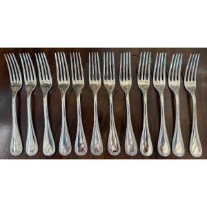 Christofle 12 Large Forks, Malmaison Empire Pattern