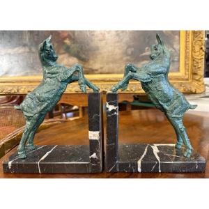 Pair Of Art Deco Bookends With Kid Goats By Carlier Circa 1925