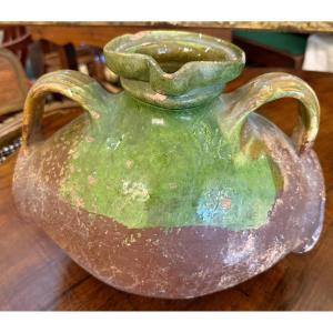 Glazed Terracotta Walnut Oil Barrel, La Chapelle-des-pots, Saintonge, Early 19th Century