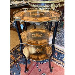 Napoleon III Marquetry Side Table With Musical Instruments, Late 19th Century