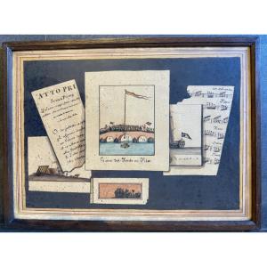 Gouache Trompe l'Oeil Painting, The Bridge Of Pisa, Italian School, Early 19th Century