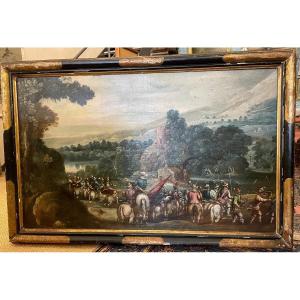 Very Large Painting Of Horsemen In Arms Before Battle, Spanish School, 17th Century, 152 X 92 Cm 