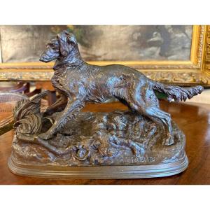 P J Mêne Bronze Sculpture Spaniel Hunting Dog Late 19th Century