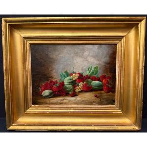 Brunel De Neuville Fruit Still Life Painting Late 19th Century
