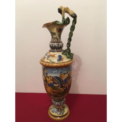 Italian Majolica Vase End Of XIXth Century