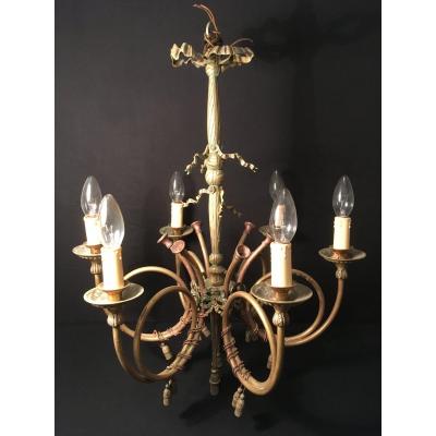 Chandelier With Hunting Horns Louis XVI Style