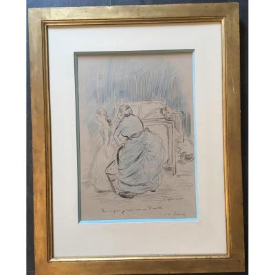 Humorous Drawing On The Theater By Forain