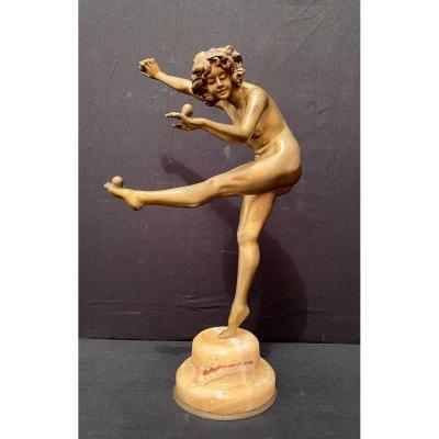 Bronze La Jongleuse By Colinet Cast Lnjl Paris Art Deco Period