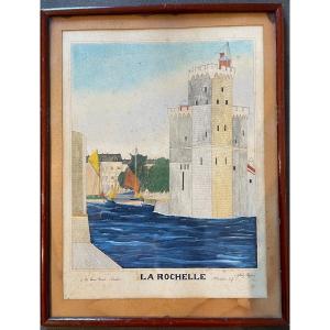 Watercolor La Tour Saint Nicolas In La Rochelle By Gilbert Pajot