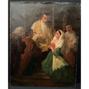 Painting A Basque Wedding Attributed To Jean-baptiste Colson 19th Century