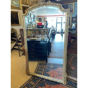 Large Gilded Stuccoed Wood Mirror Napoleon III 185 X 115 Cm