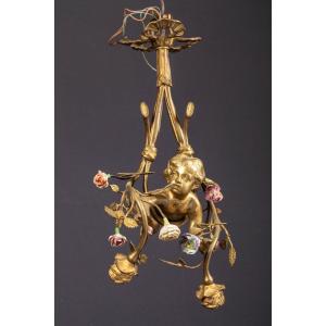 Chandelier In Chiseled And Gilded Bronze 