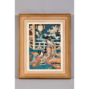 Kunichika Toyohara Color Engraving 