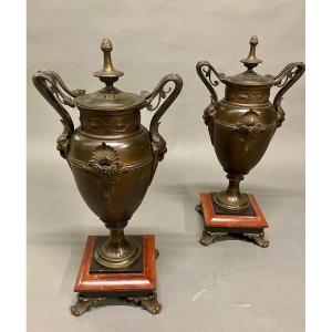 Pair Of Large Bronze Vases, Napoleon III Period.