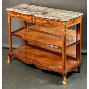 Marquetry And Gilt Bronze Sideboard – Louis XV/louis XVI Style, Late 19th Century